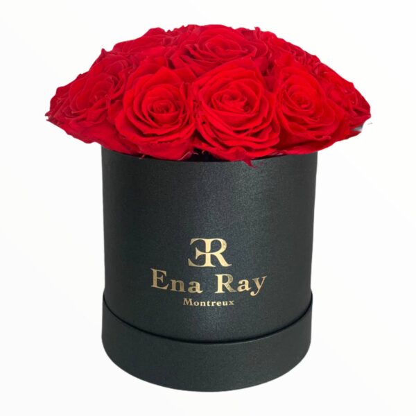 roses eternelles rouge en boite a chapeau xl