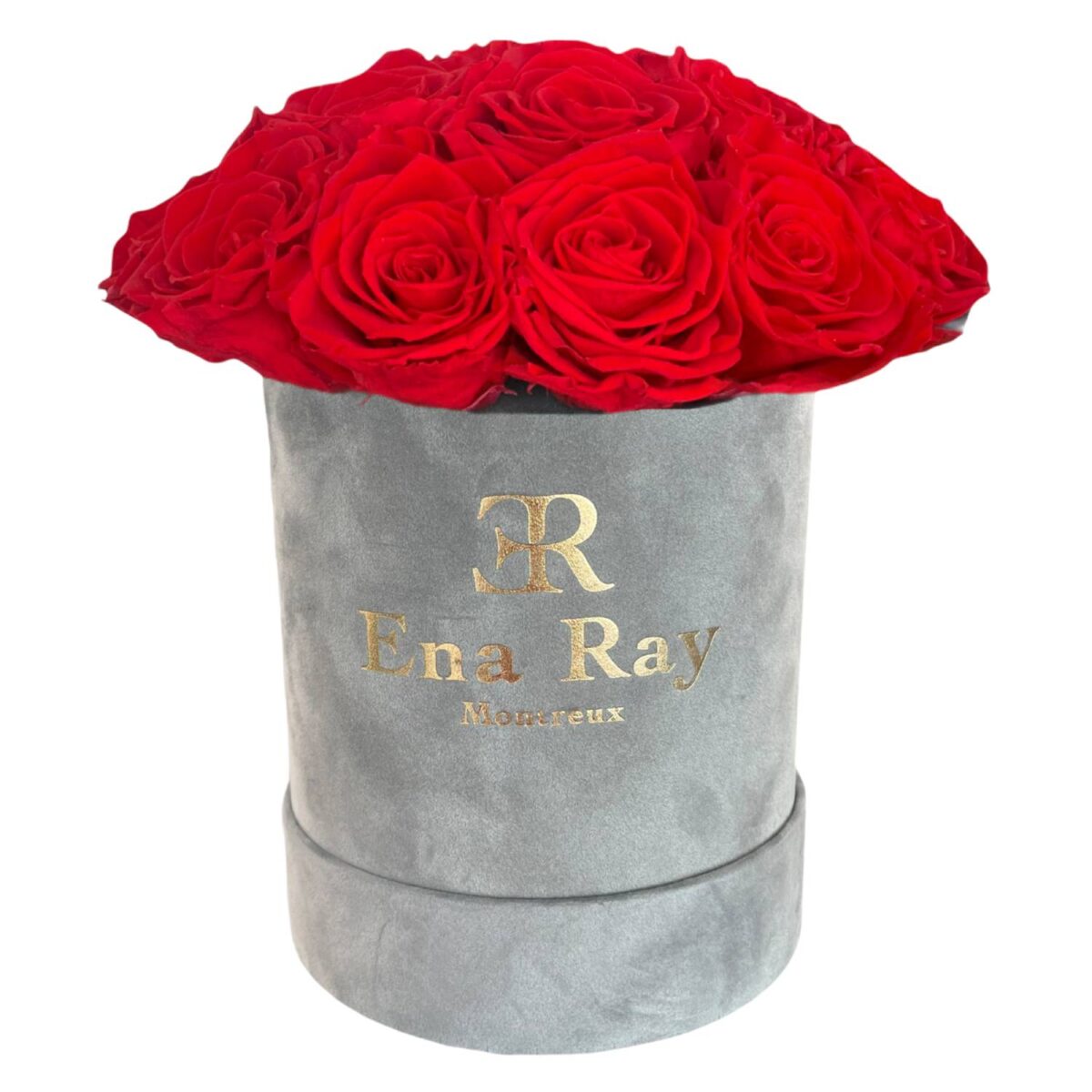 infinity roses red in a velvet hat box size xl